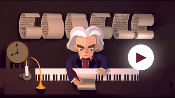 Google celebra 245 Aniversario de Beethoven con este Doodle